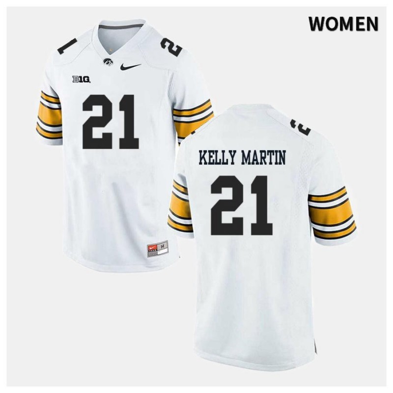 Women's Iowa Hawkeyes NCAA #21 Ivory Kelly-Martin White Authentic Nike Alumni Stitched College Football Jersey VI34H37SL